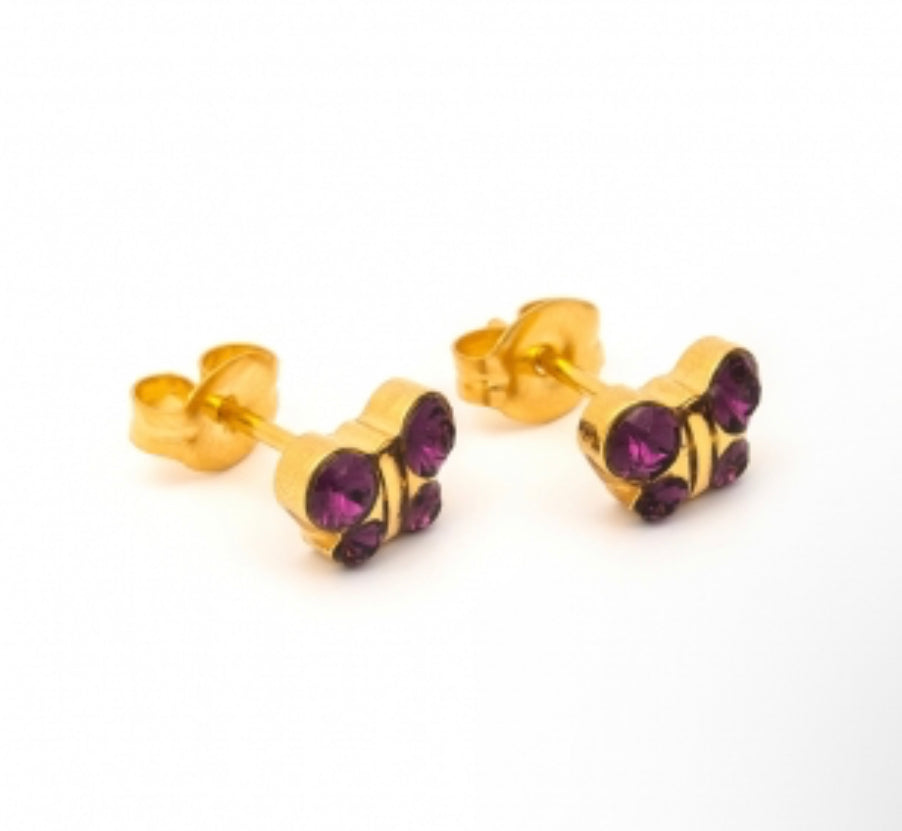 1 PR ANGEL WINGS EARRINGS FEBRUARY BIRTHSTONE