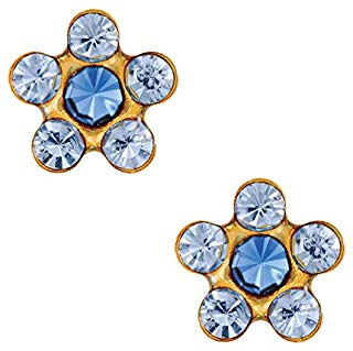 1 PR. 24 K GOLD STAR SHAPE LIGHT SAPHIRE EARRING WITH SAPHIRE CENTER