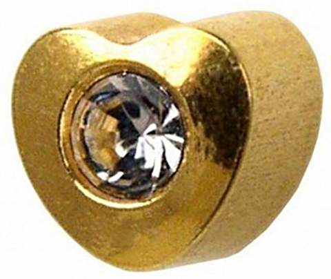 24K GOLD HEART EARRING WITH CRYSTAL IN THE MIDDLE