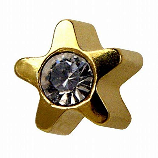 4mm 24k Gold Plated Star Earring With Crystal Center