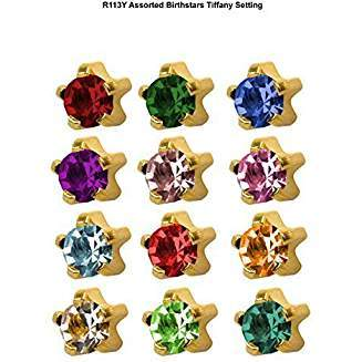 BIRTHSTONE EARRINGS GOLD AND SILVER TIFFANY SETTING (STAR SHAPE)