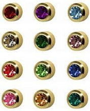 BIRTHSTONE EARRINGS 24k GOLD AND SILVER BEZEL SETTING (ROUND SHAPE)