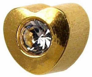 24K GOLD HEART EARRING WITH CRYSTAL IN THE MIDDLE