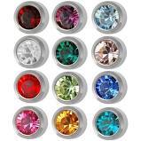 BIRTHSTONE EARRINGS 24k GOLD AND SILVER BEZEL SETTING (ROUND SHAPE)